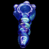 LA Pipes Solid Blue Dichro Maria Ringed Spoon Pipe